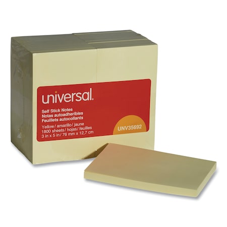 UNIVERSAL Note, Selfstik, 3"x5", Yellow, PK18 UNV35692